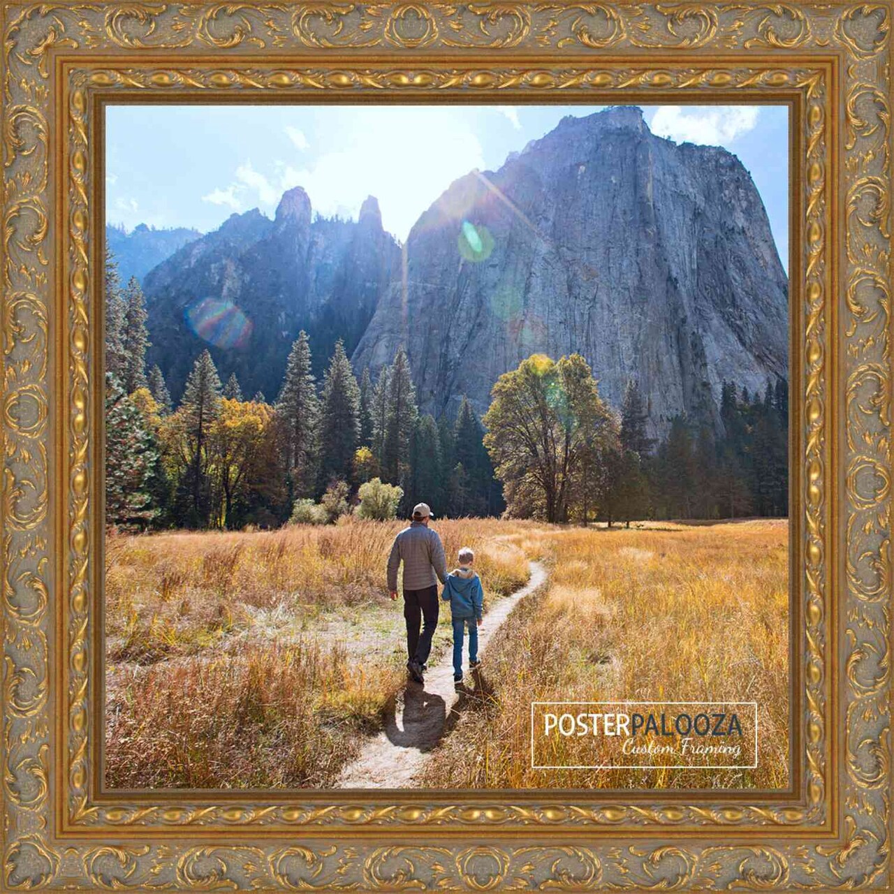 Square Contemporary Gold Picture Frame - UV Acrylic, Foam Board Backing, Hanging Hardware